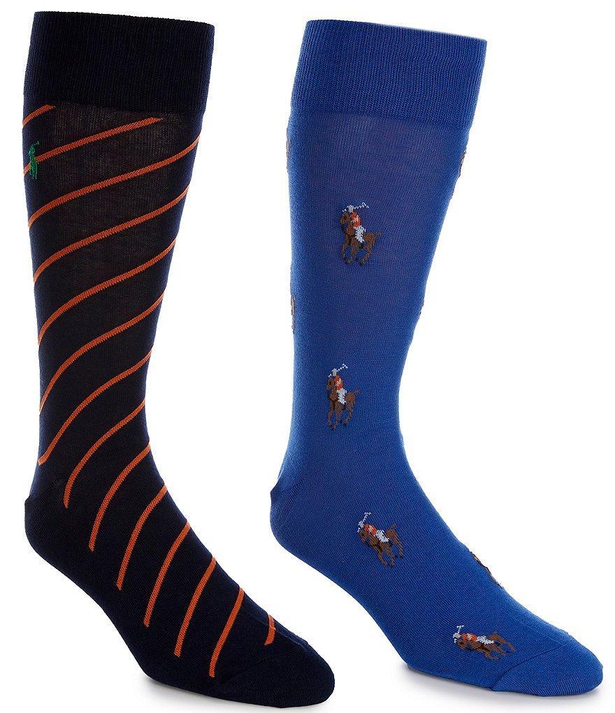 Polo Ralph Lauren Polo Player/Striped Dress Socks 2-Pack Product Image