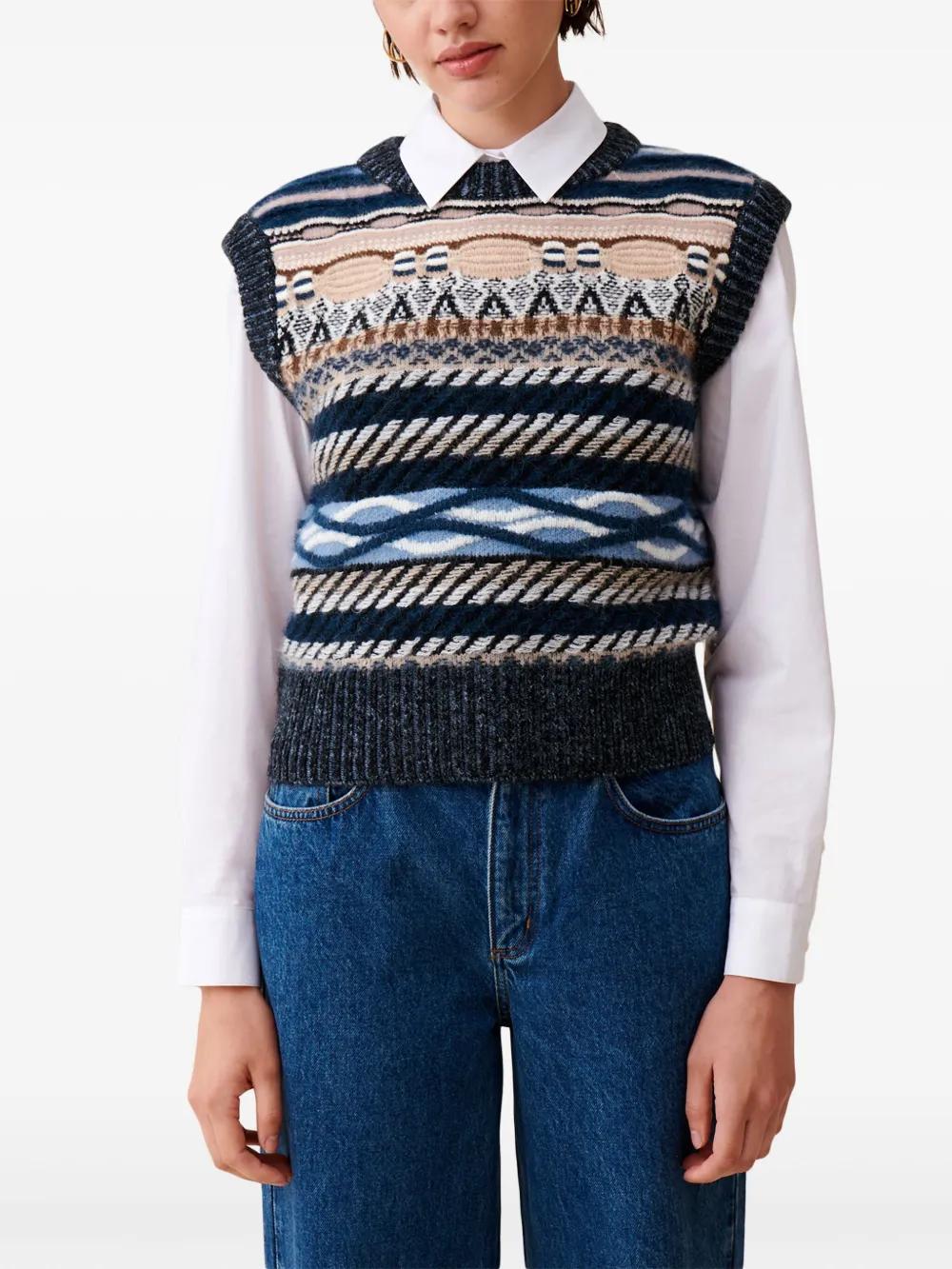 crew-neck intarsia-knitted vest Product Image
