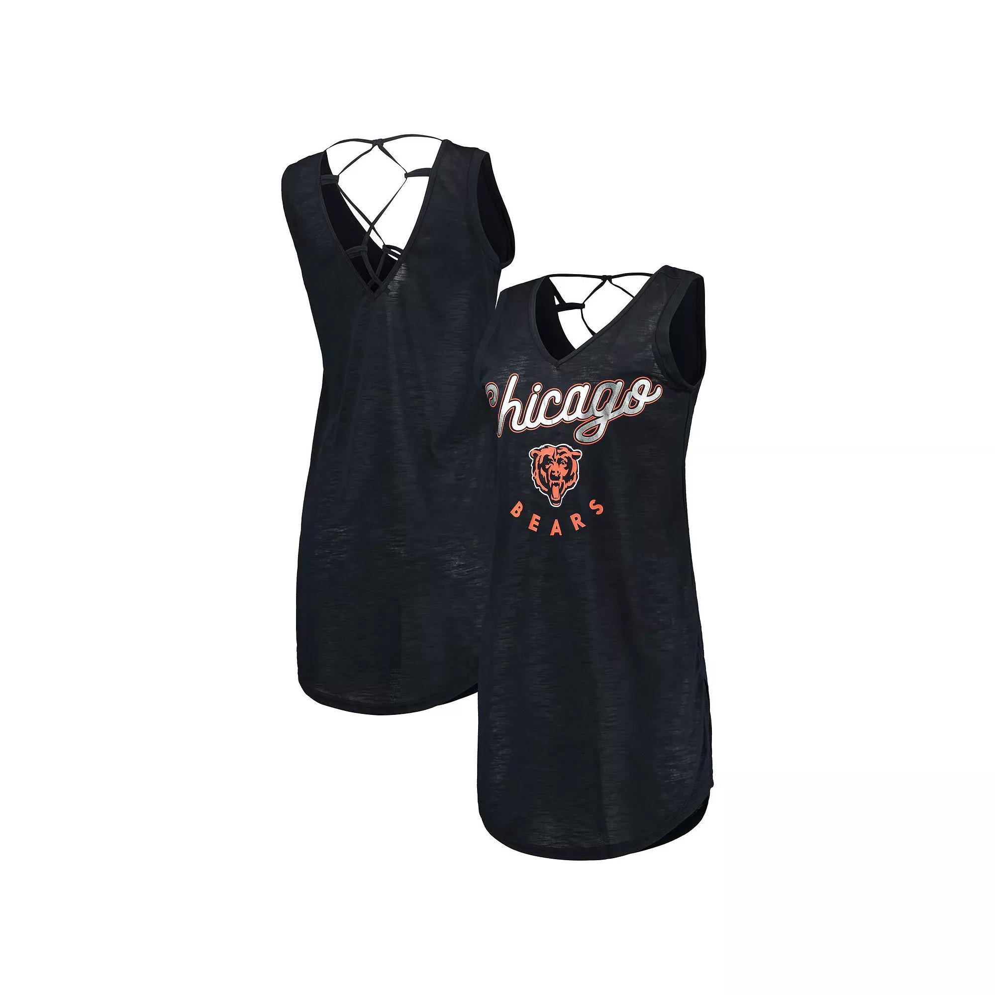 Women's G-III 4Her by Carl Banks Navy Chicago Bears Game Time Swim V-Neck Cover-Up Dress, Size: XS, Blue Product Image