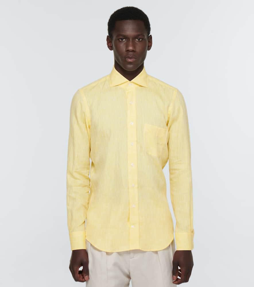THOM SWEENEY Linen Shirt In Yellow Product Image