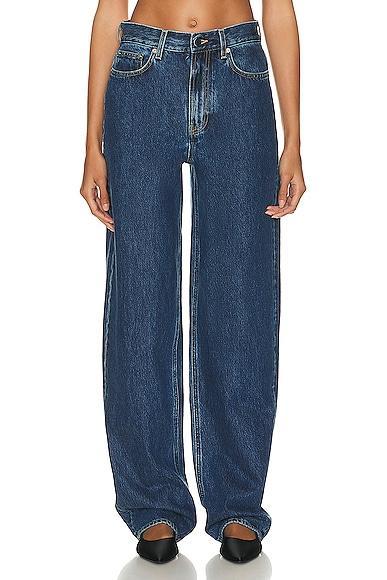 Loulou Studio Samur Denim Pant in Denim-Dark Product Image