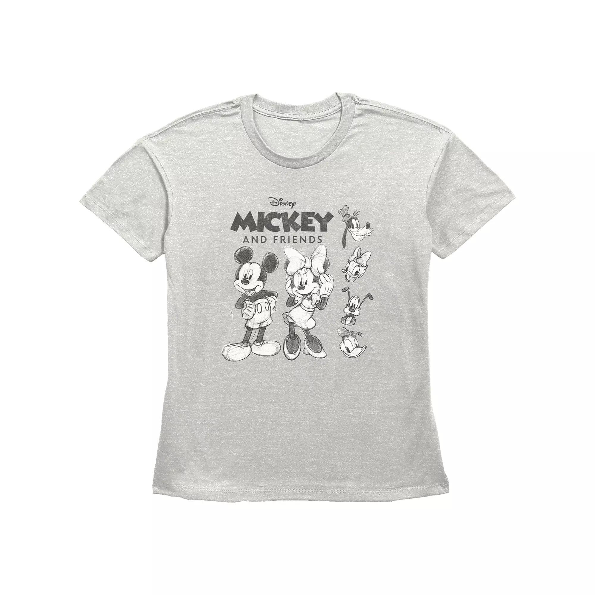 Disneys Mickey Mouse And Friends Sketches Womens Graphic Tee Product Image
