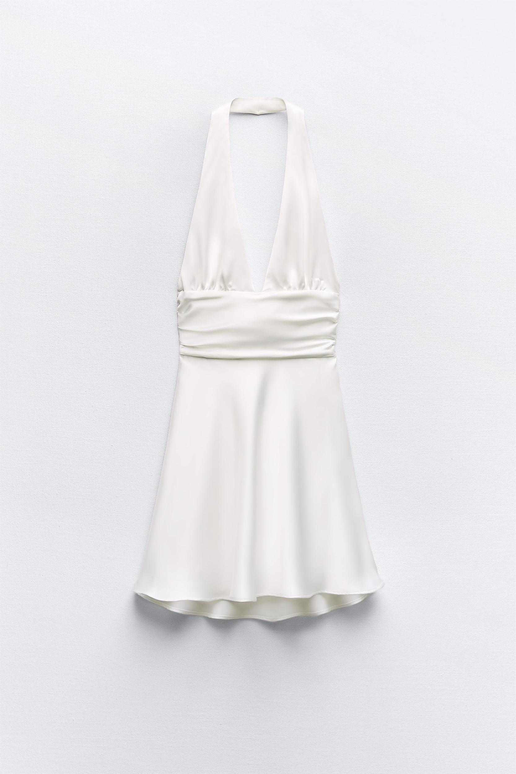 SATIN EFFECT HALTER DRESS Product Image
