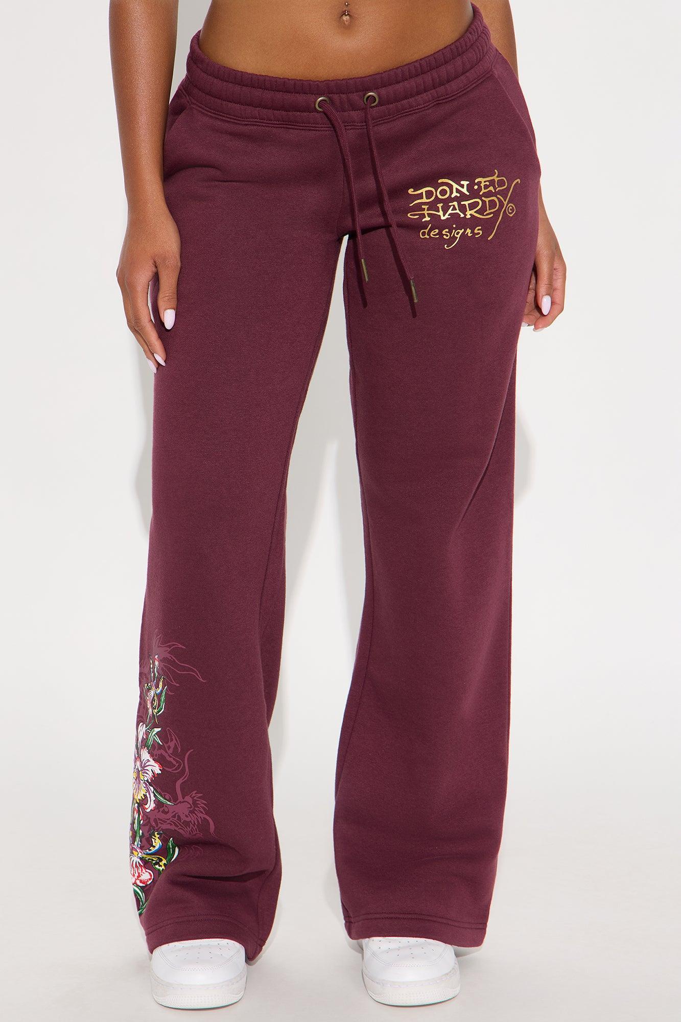 Ed Hardy Orchids Wide Leg Pant - Plum Product Image