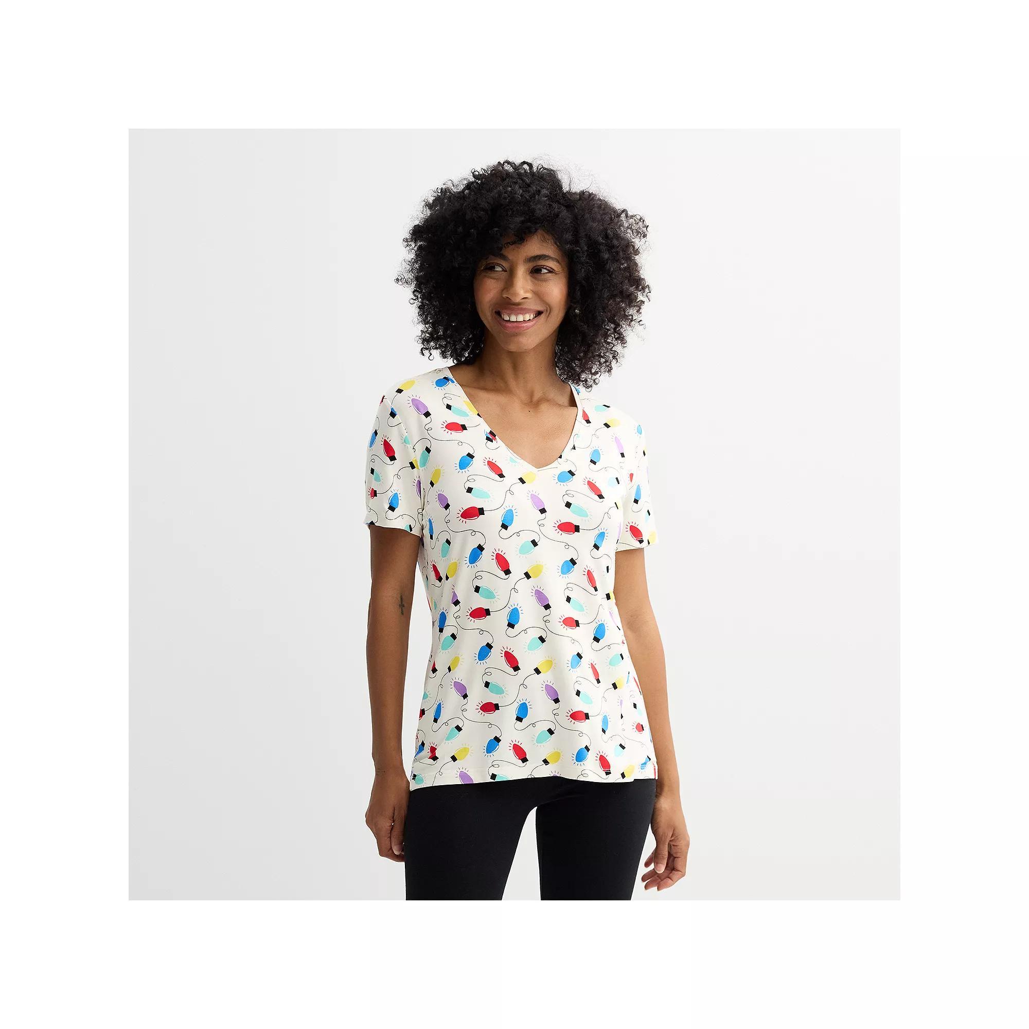 Women's Jollidays Short Sleeve Holiday Tee, Girl's, Size: XS, Snowflakes Product Image