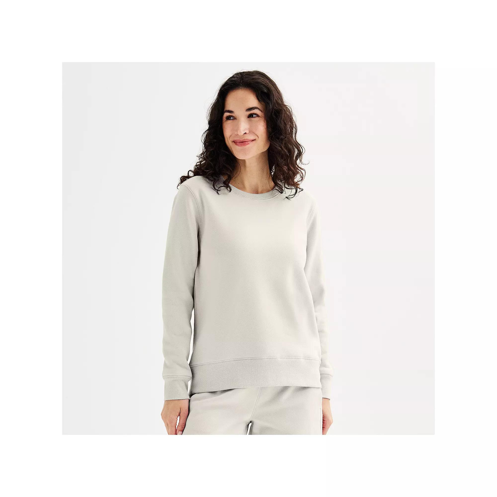 Women's Tek Gear® Ultrasoft Fleece Crewneck Sweatshirt, Size: Large Tall, Mineral Black Product Image