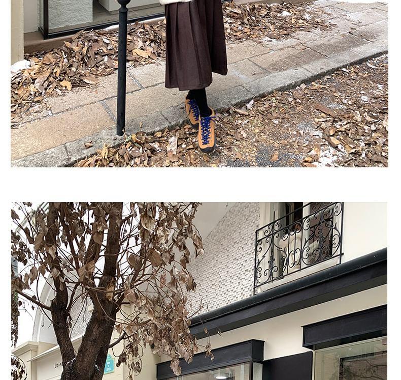 High Waist Button Fly Midi A-Line Skirt Product Image