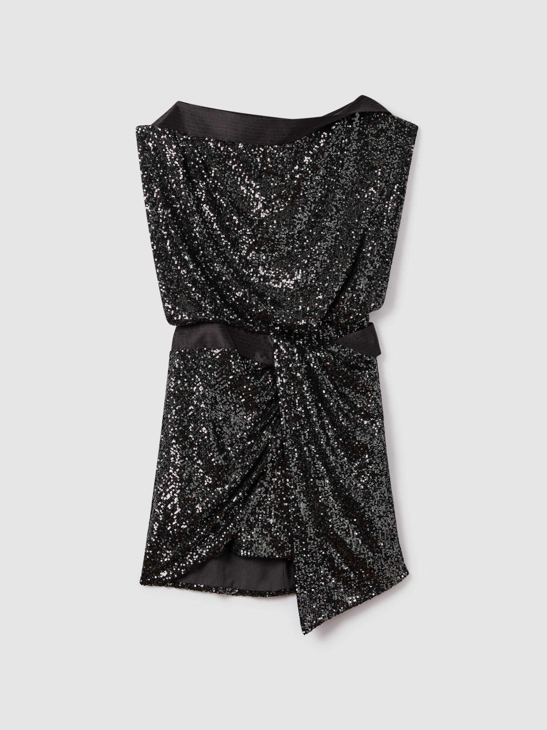 Halston Sequin Mini Dress in Ash Product Image