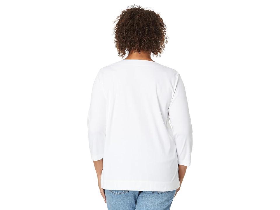 L.L.Bean Pima Tops Split-Neck Tunic 3/4 Sleeve Women's Clothing Product Image
