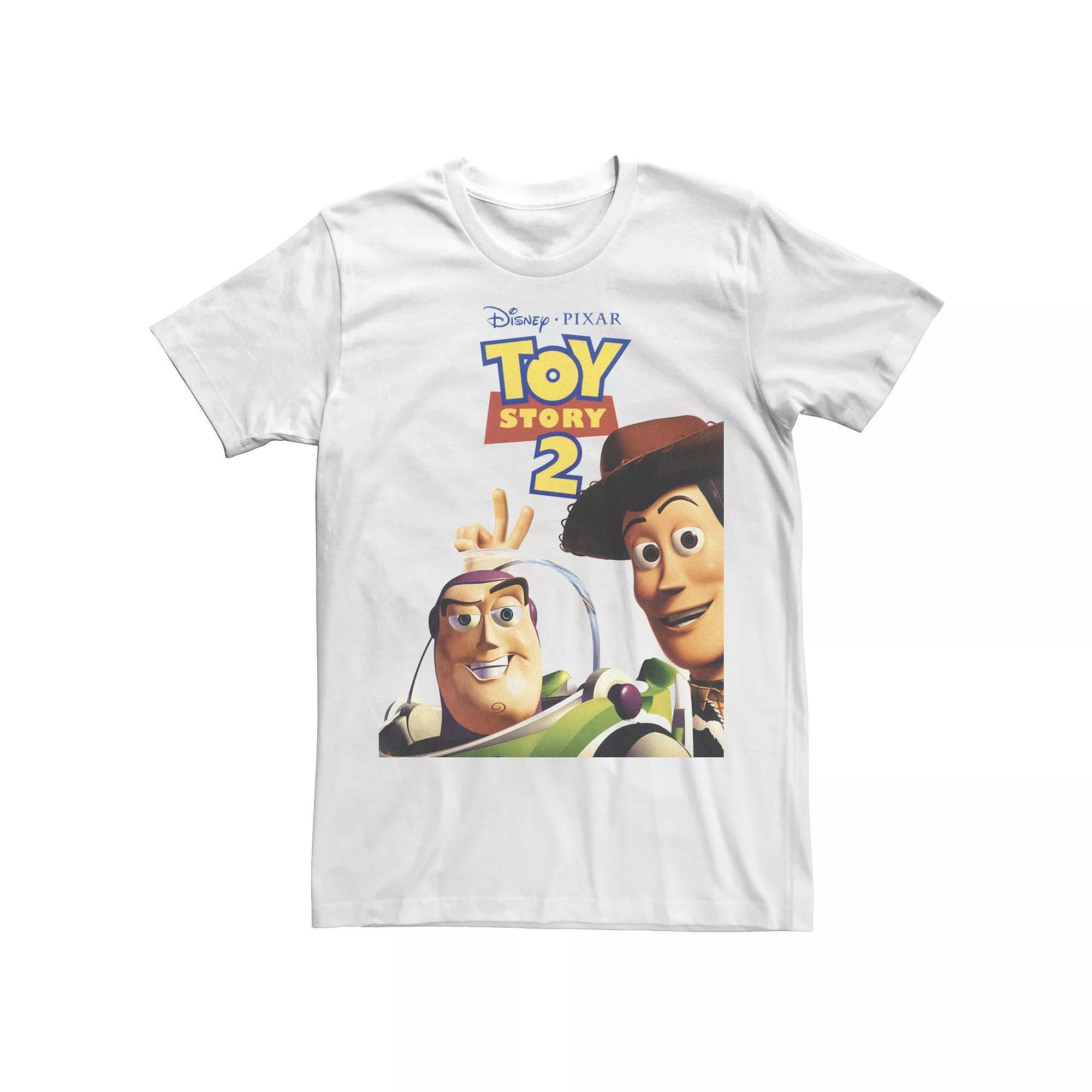 Men's Disney Pixar Toy Story 2 Woody And Buzz Movie Poster Tee, Size: Medium, White Product Image