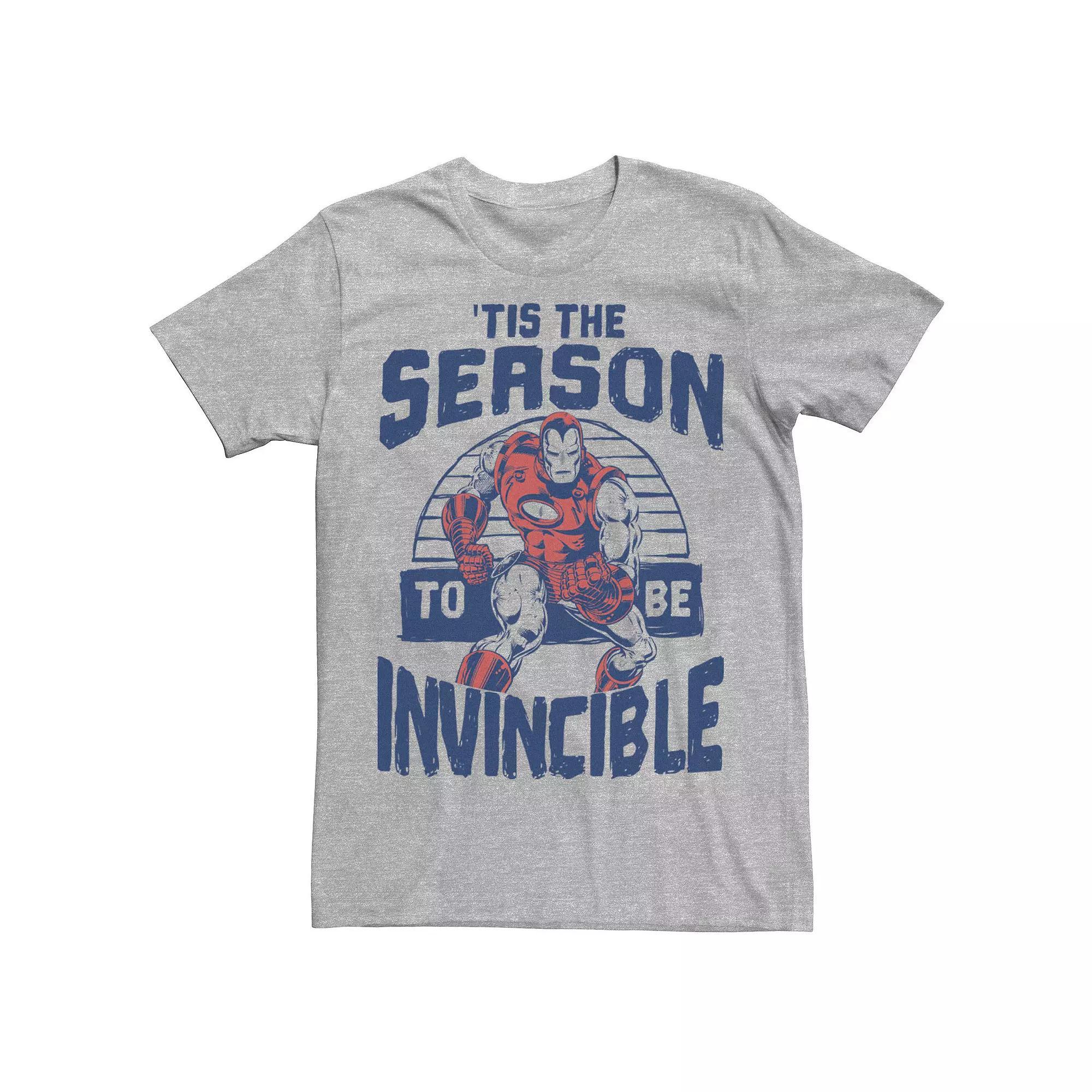 Mens Marvel Iron Man Tis The Season Invincible Christmas Tee Athletic Grey Product Image