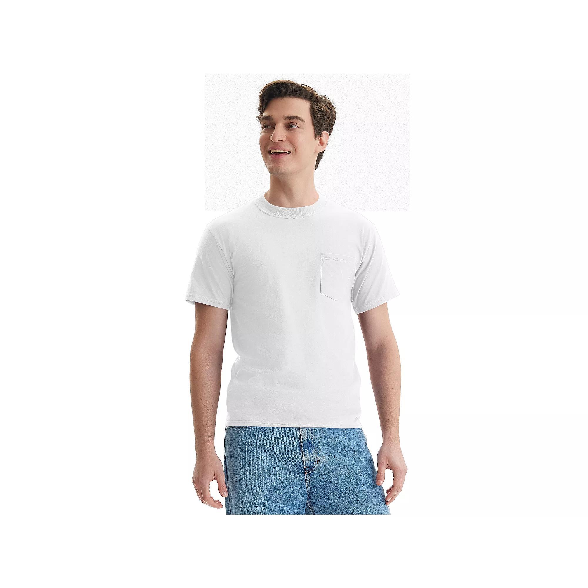 Men's Hanes® Beefy-T 2-Pack Pocket T-Shirt, Size: XL, Blue Product Image