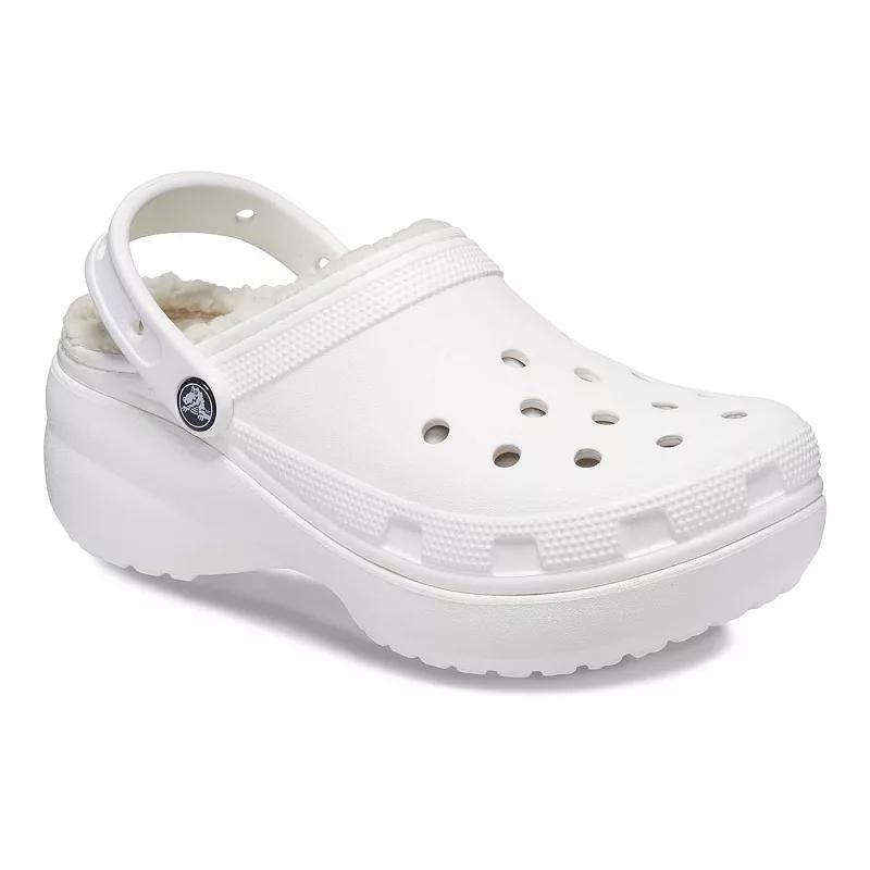 Crocs Classic Fuzz Lined Platform Women's Clogs, Size: 6, Ivory Product Image