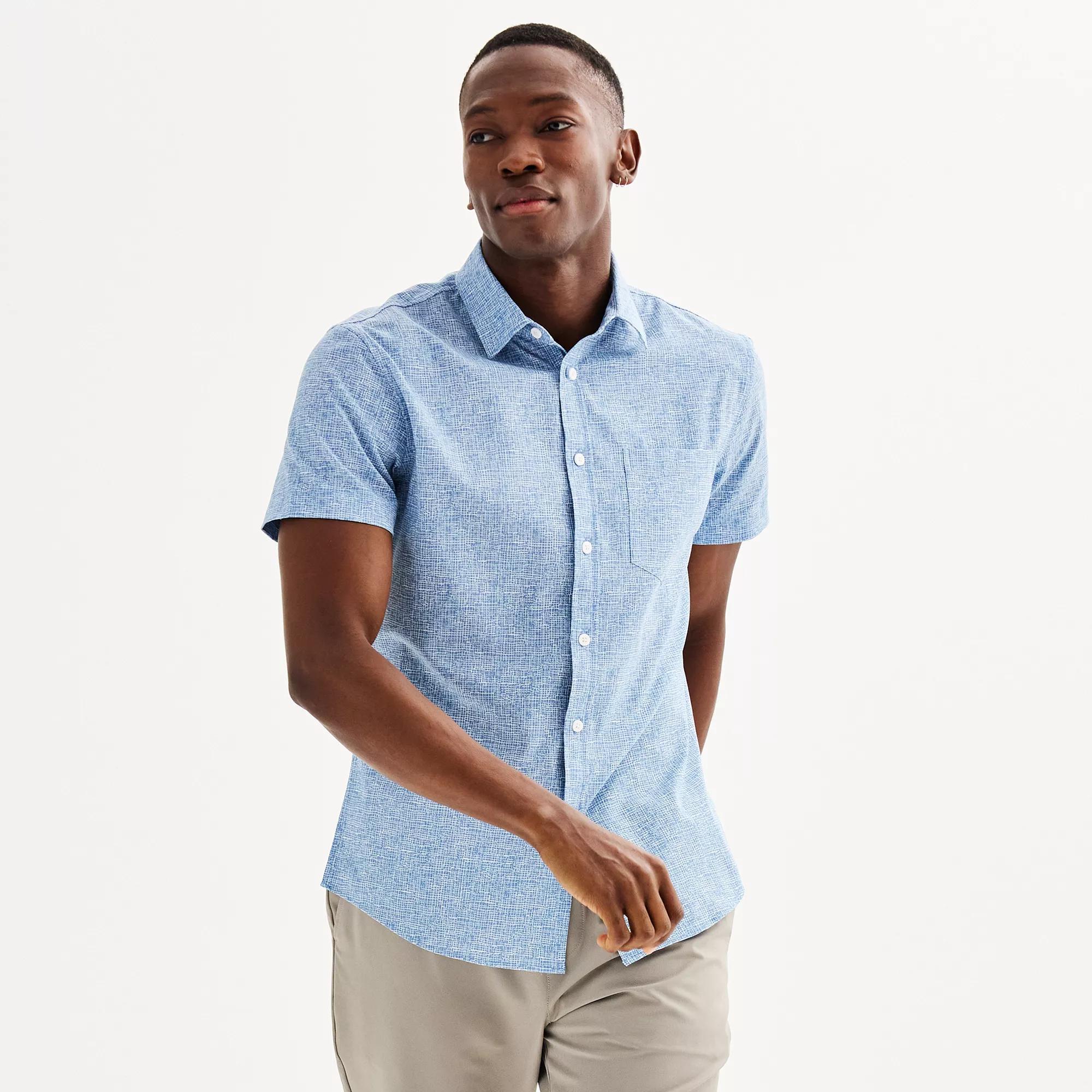 Men's FLX Slim Performance Untucked-Fit Button Down Shirt, Size: Medium SLIM, Kacey Beige Product Image