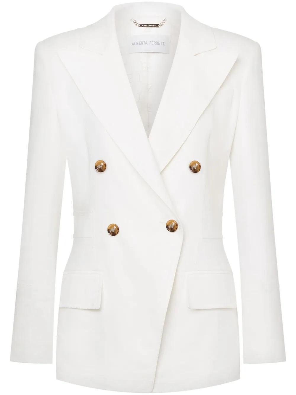ALBERTA FERRETTI Double-breasted Blazer In White Product Image