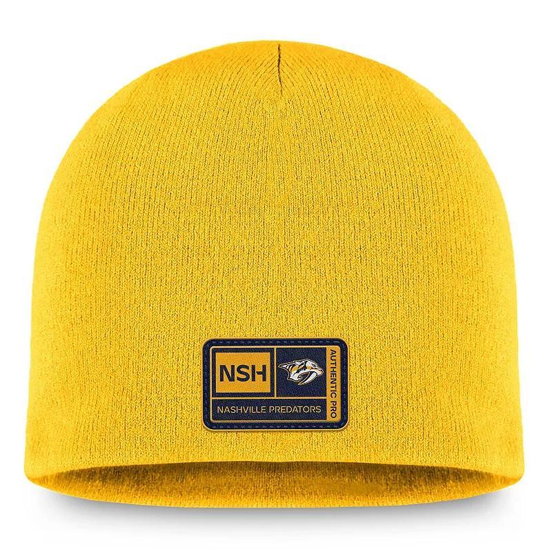 Men's Fanatics Branded Gold Nashville Predators Authentic Pro Training Camp Knit Hat, Pdt Gold Product Image