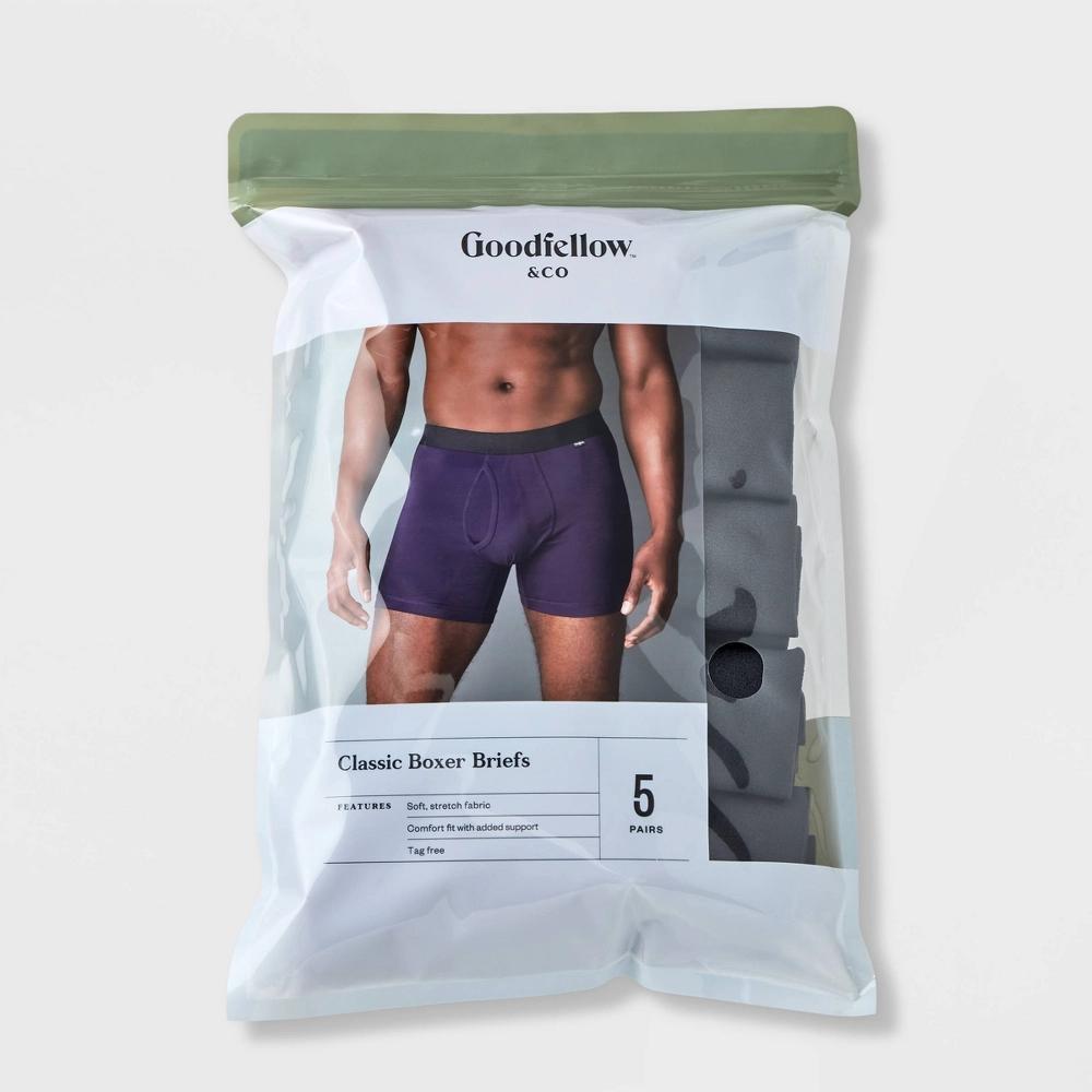 Men's Boxer Briefs 5pk - Goodfellow & Co™ Plum Purple/Burgundy/Teal XXL: Cotton Elastane Blend, Mid Rise Product Image