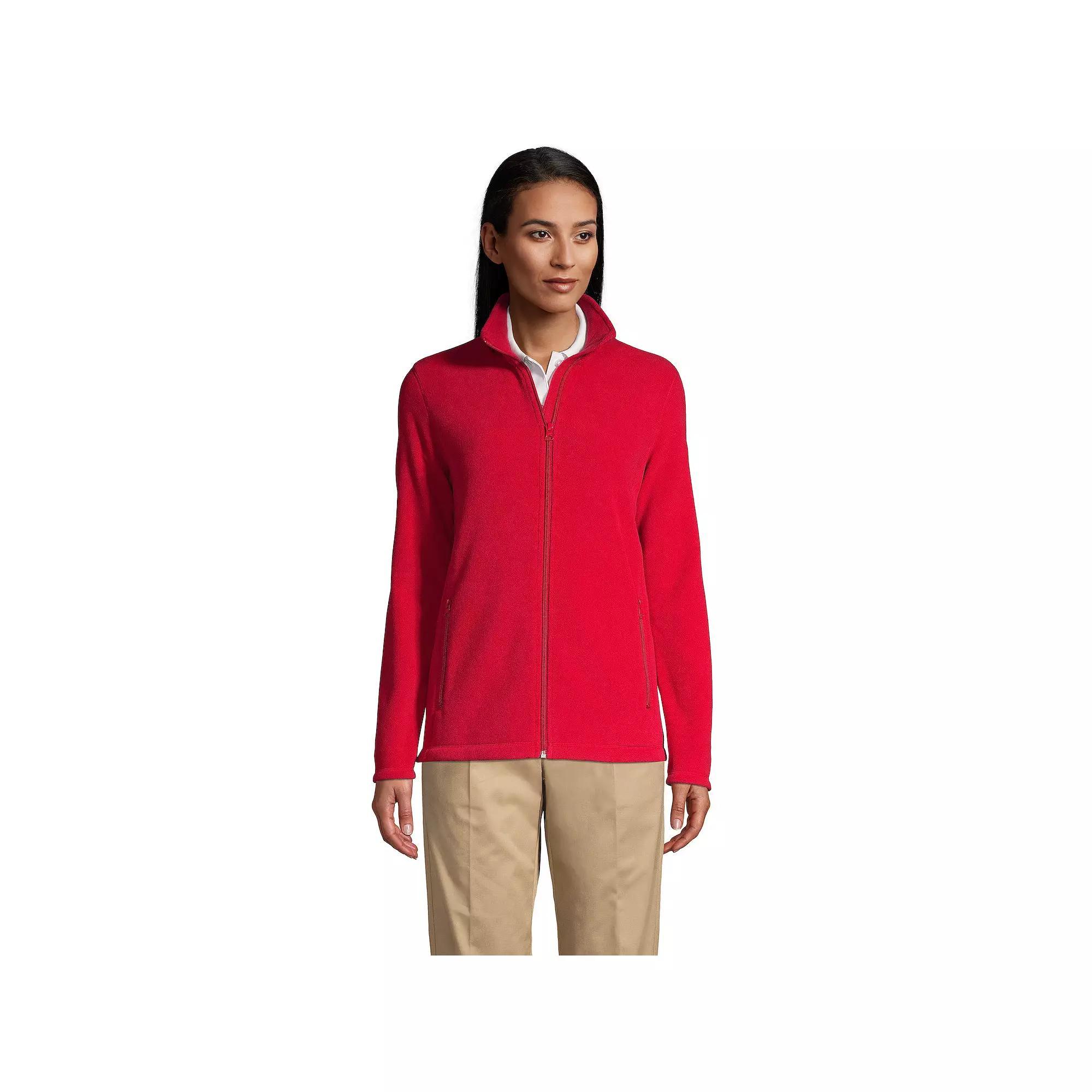 Women's Lands' End Full-Zip Long Sleeve Fleece Jacket, Size: Medium, Blue Product Image
