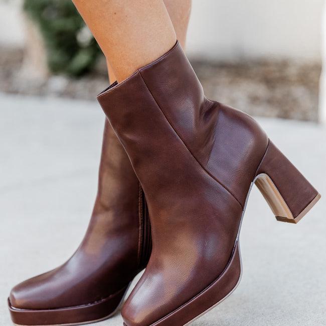 Candace Brown Square Toe Booties FINAL SALE Product Image