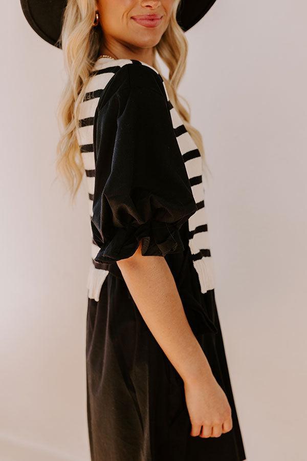 Sweet As Can Be Stripe Mini Dress in Black Product Image