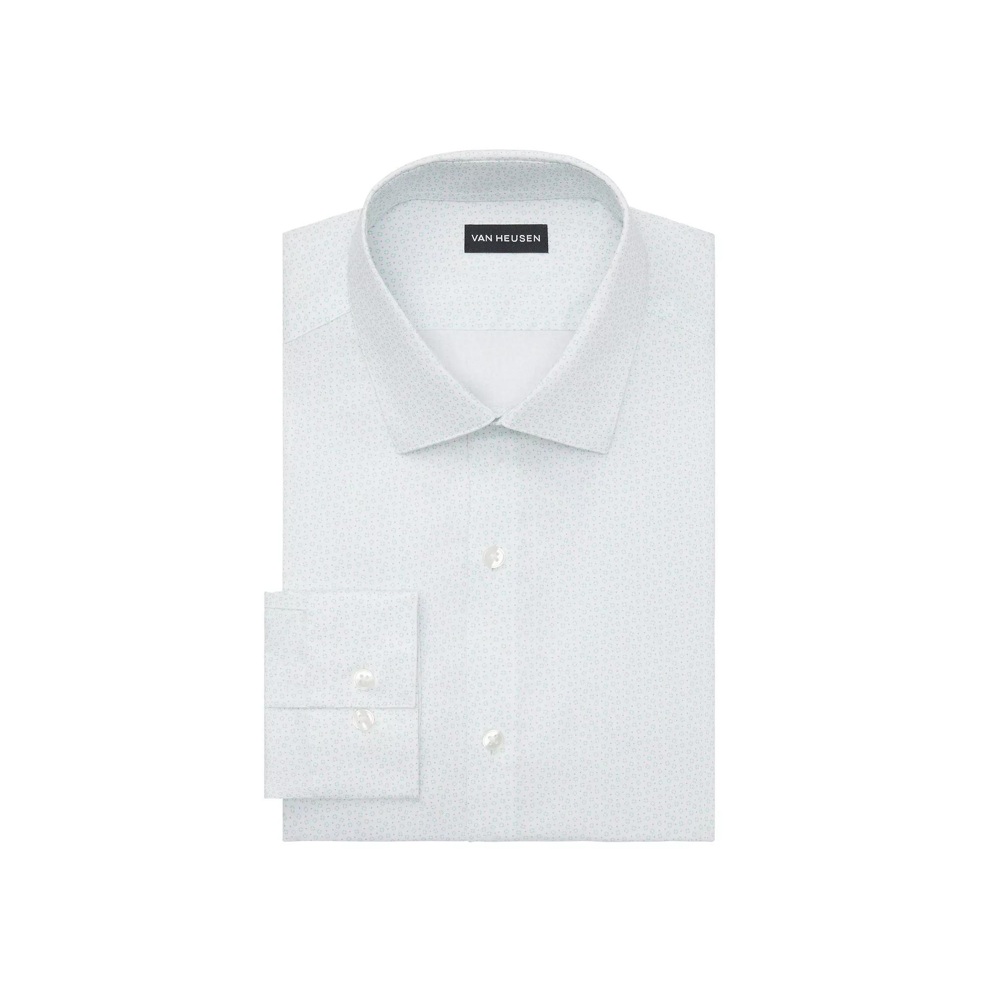 Men's Van Heusen Slim-Fit Ultra Wrinkle Free Dress Shirt, Size: Medium-34/35, Mint Blue Geo Product Image