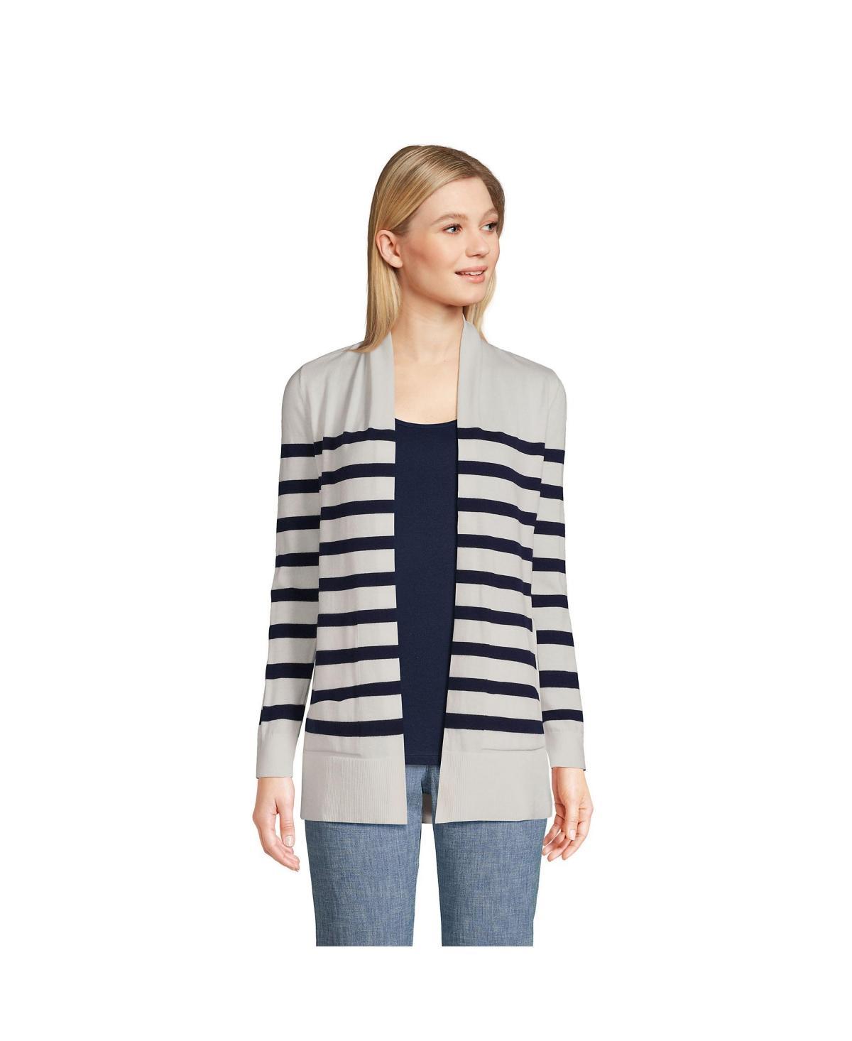 Womens Lands End Open-Front Long Cardigan Sweater Gray Grey Product Image
