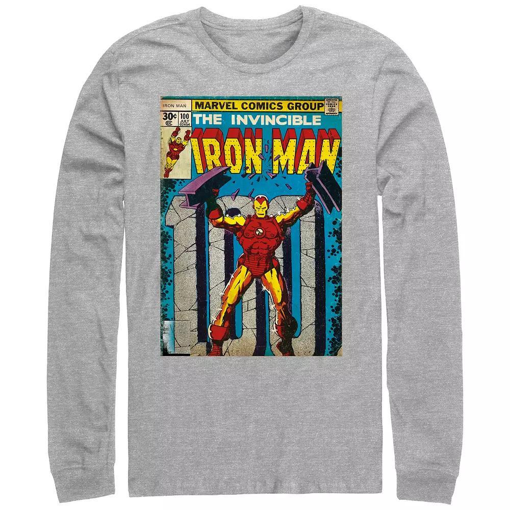 Men's Iron Man The Invincible Comic Book Cover Graphic Tee, Size: XL, Athletic Grey Product Image