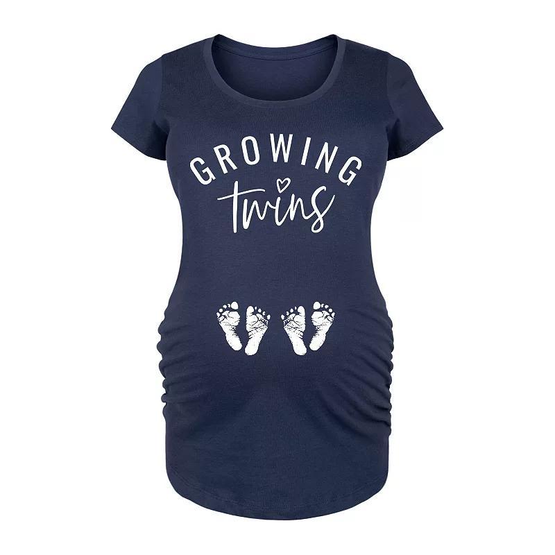 Maternity Growing Twins Graphic Tee, Womens Grey Gray Product Image
