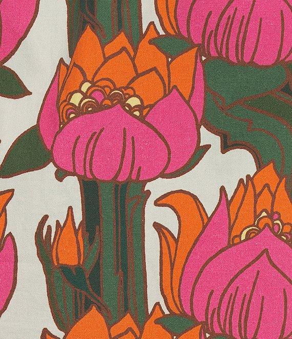 FRANCES VALENTINE Bliss Cotton Poplin Fireflower Print Scoop Neck 3/4 Sleeve Dress Product Image
