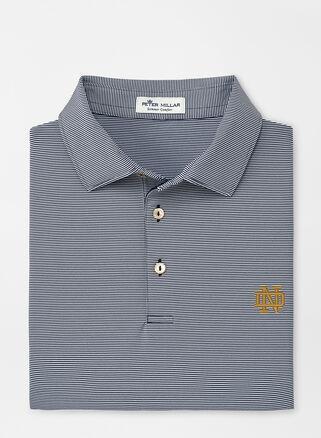 Peter Millar Mens Notre Dame Jubilee Stripe Performance Polo | Color: Navy | Size: M | ND Product Image