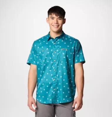 Big & Tall Columbia Utilizer Print Short Sleeve Woven Button-Down Shirt, Men's, Size: 3XL Tall, River Blue Sundot Product Image