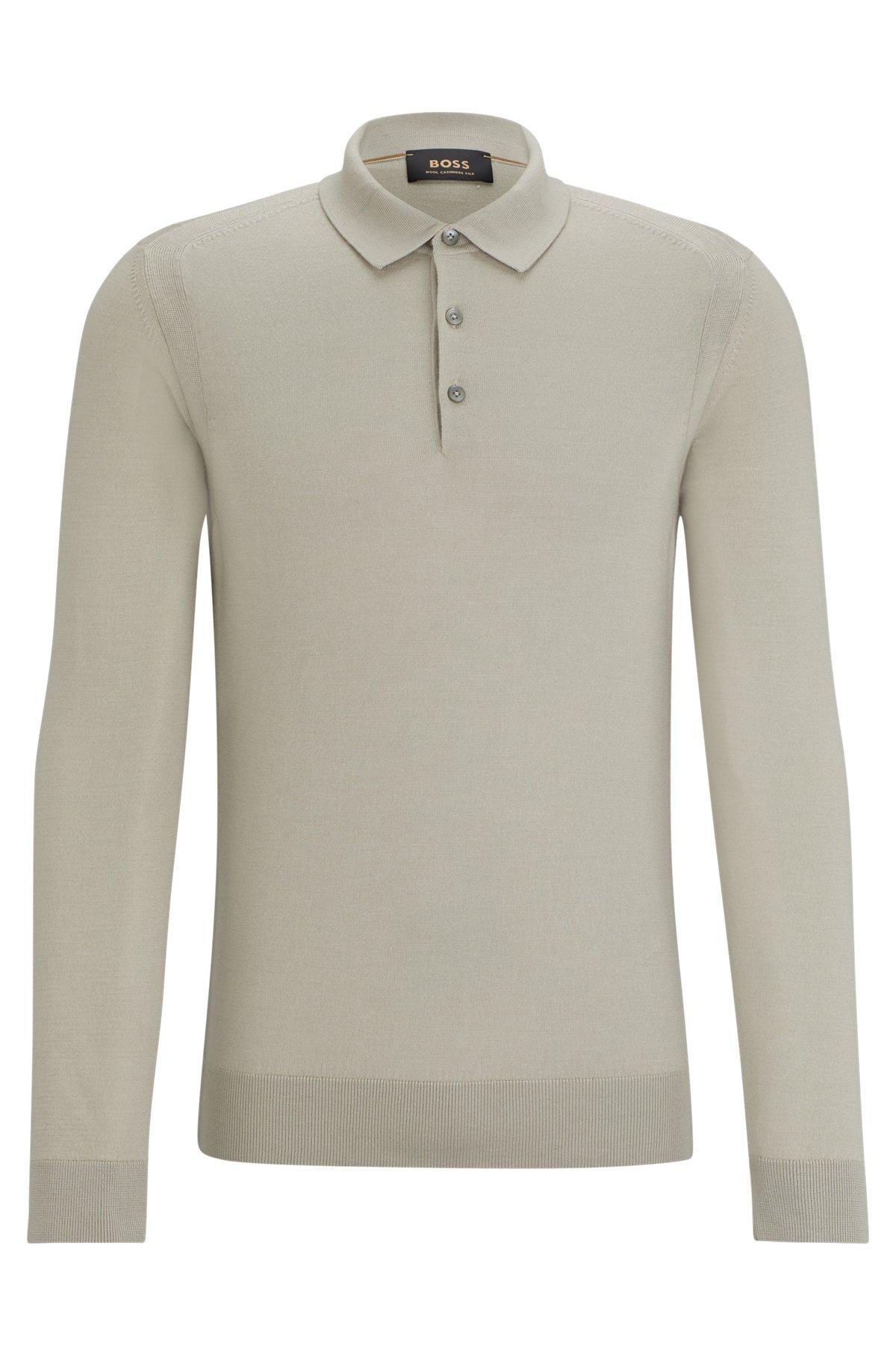 Polo-collar sweater in wool, silk and cashmere Product Image