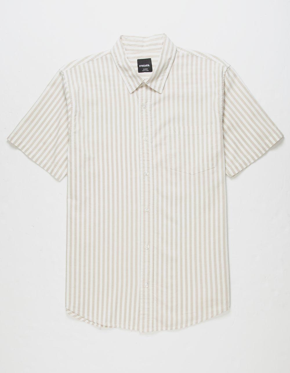 RSQ Mens Stripe Oxford Shirt - TAN Product Image