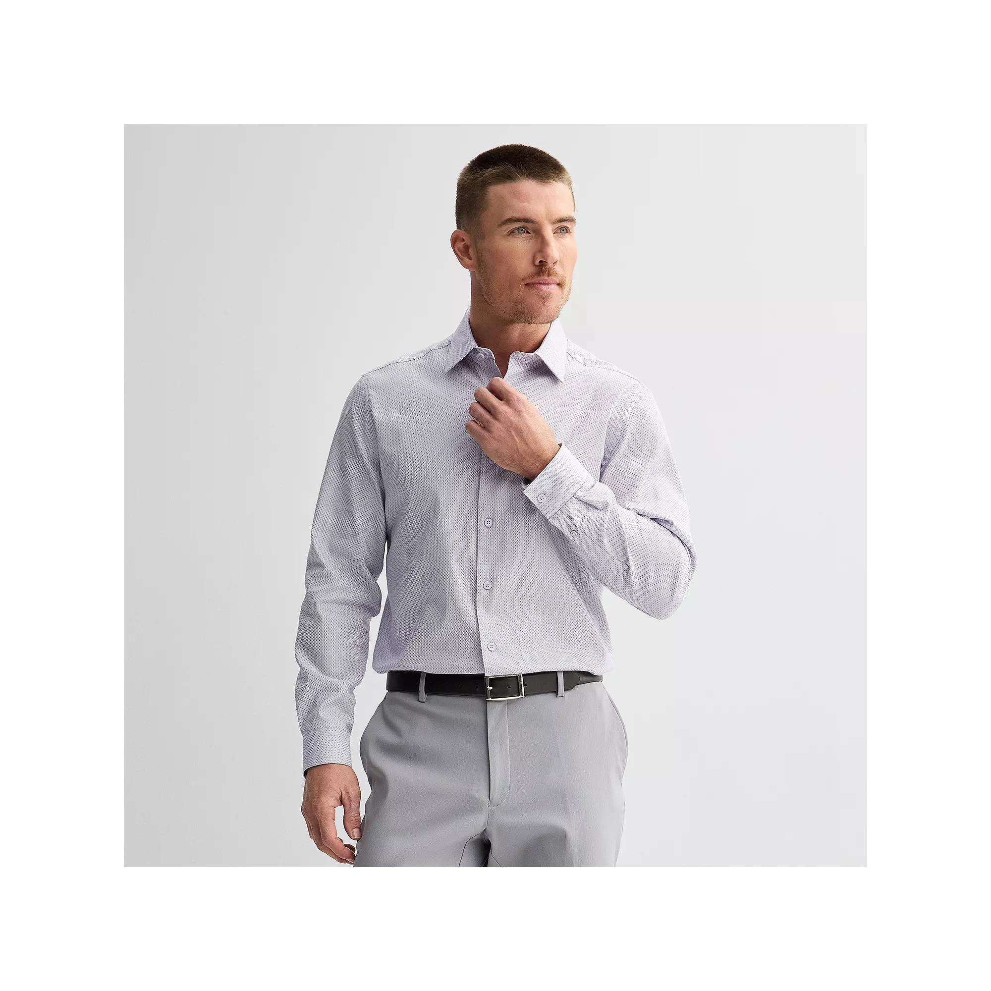 Men's Apt. 9® Premier Flex Regular-Fit Wrinkle Resistant Dress Shirt, Size: Medium-32/33, Gray Geo Dobby Product Image
