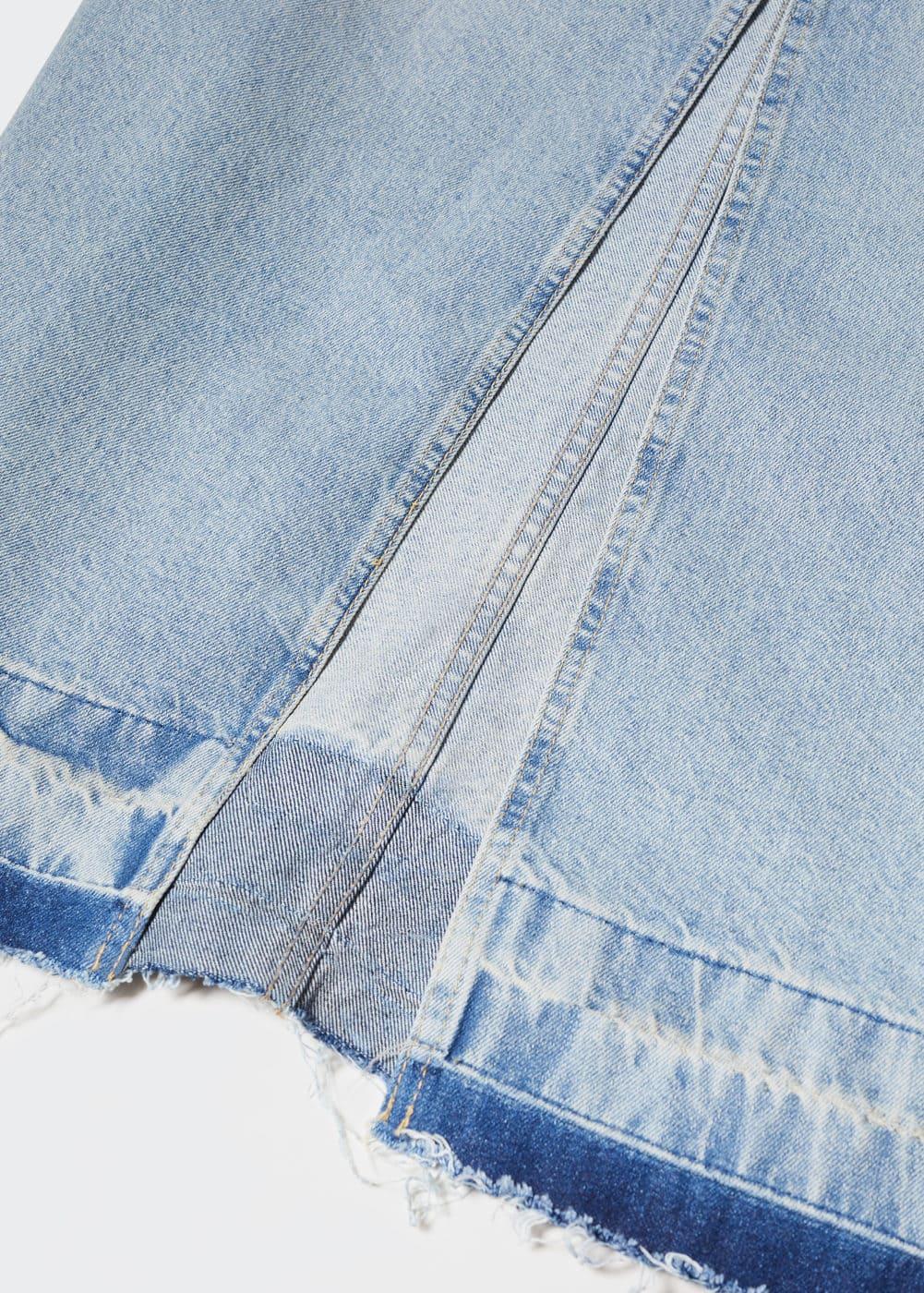 Mango raw hem detail denim maxi skirt Product Image