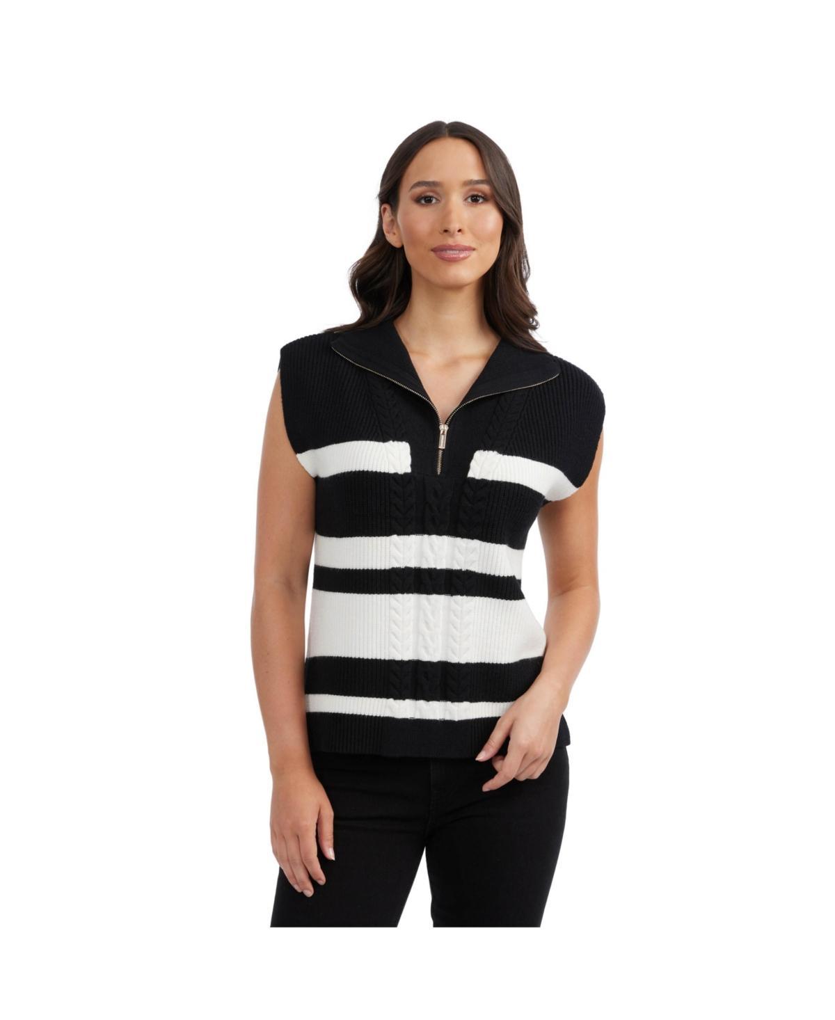 Ellen Tracy Womens Sleeveless Half Zip Sweater Vest - Black Product Image