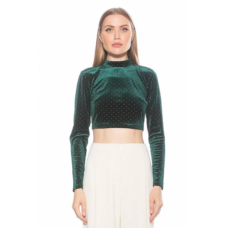 Women's ALEXIA ADMOR Ari Draped Mockneck Long Sleeve Top, Size: Small, Blue Product Image