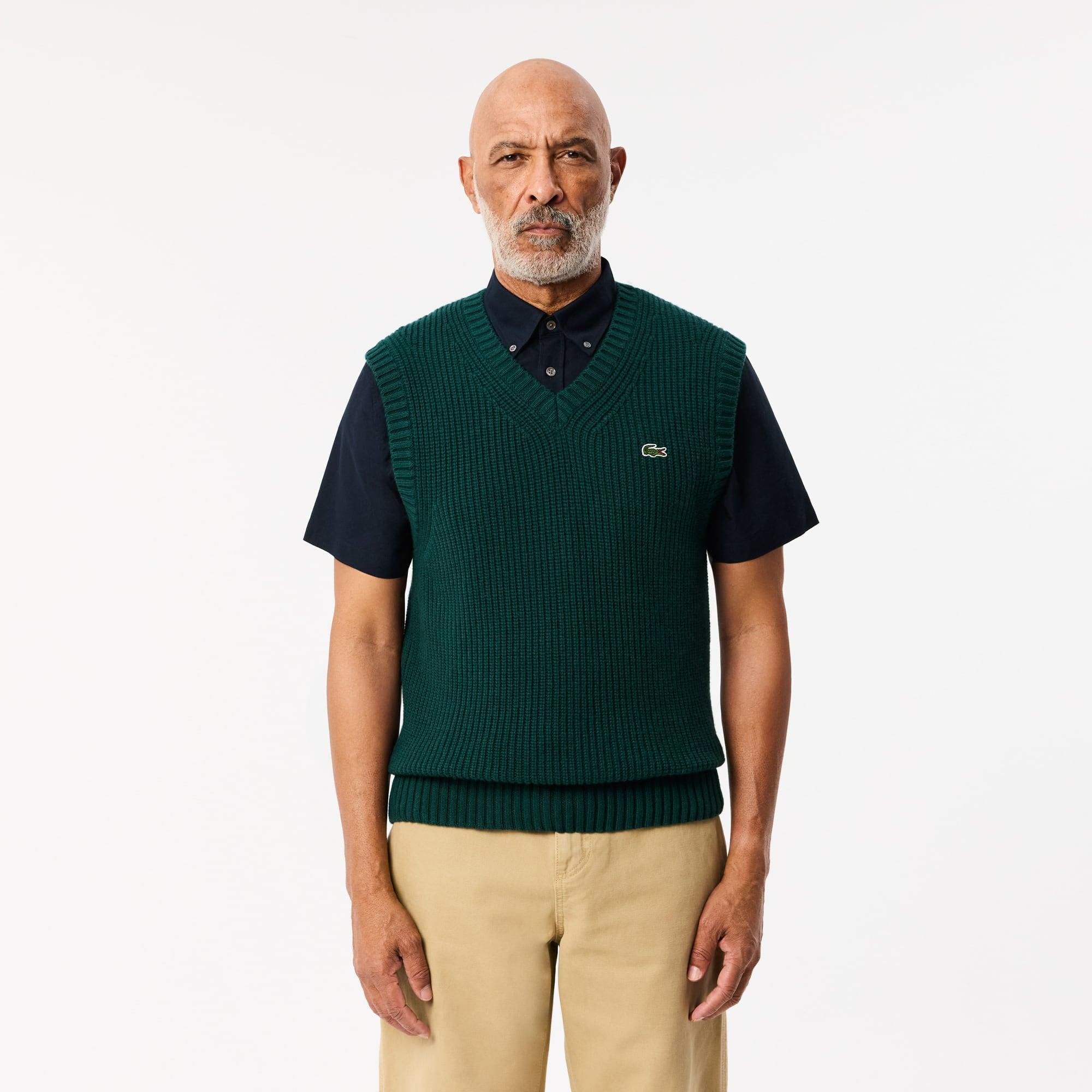 Carded Wool V Neck Sweater Vest Product Image