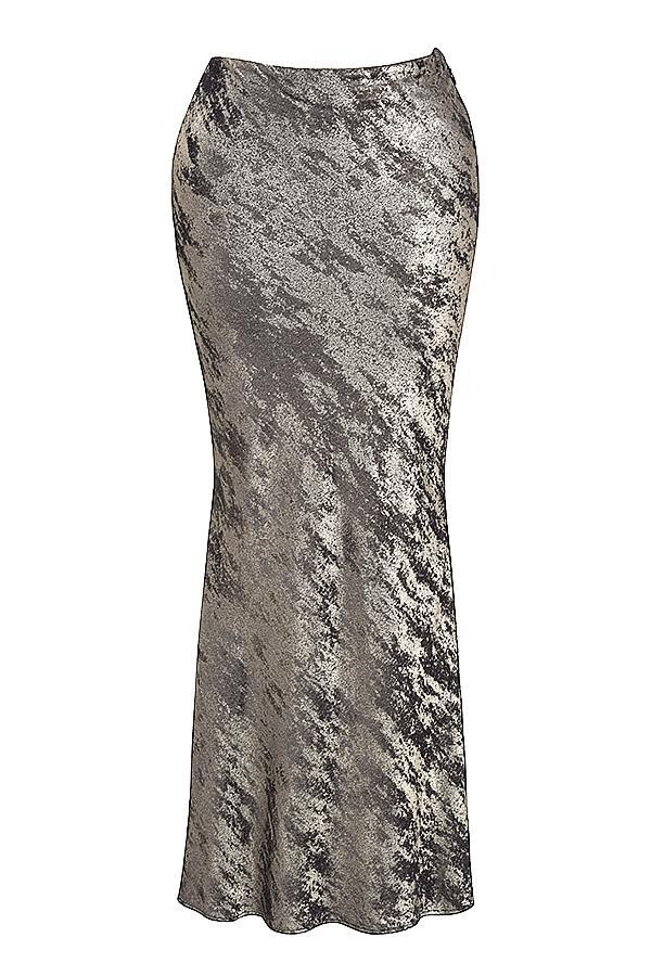 Clara  pewter bias cut midi skirt Product Image