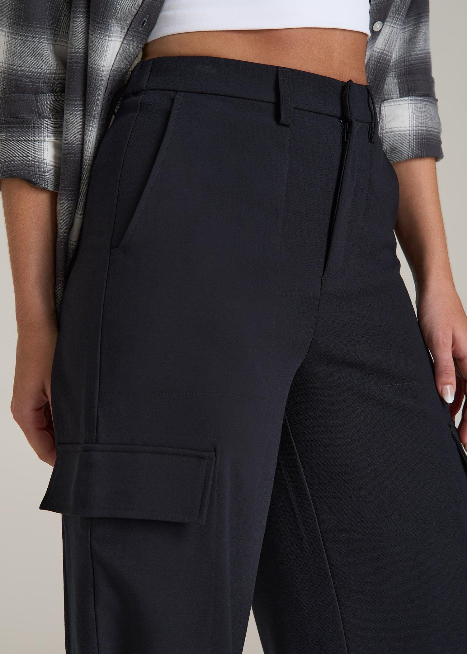 Cargo Wide Leg Dress Pants for Tall Women in Black Product Image