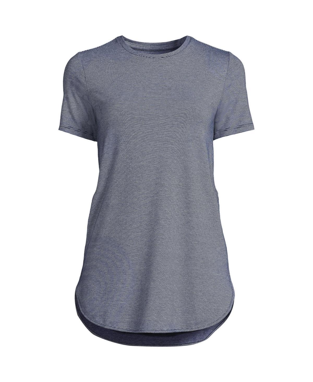 Women's Lands' End Moisture-Wicking UPF 50 Tunic, Size: XS, Black Pinstripe Product Image