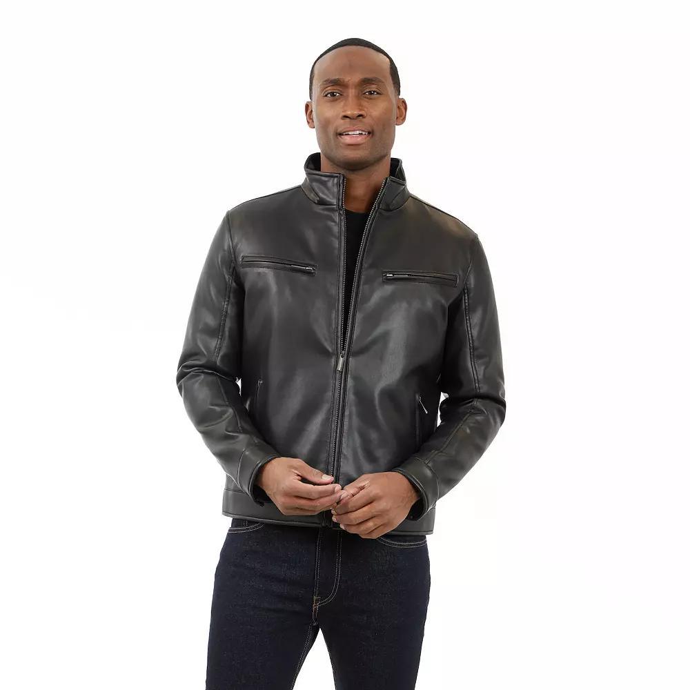 Men's London Fog Moto Faux Leather Jacket, Size: Medium, Black Product Image
