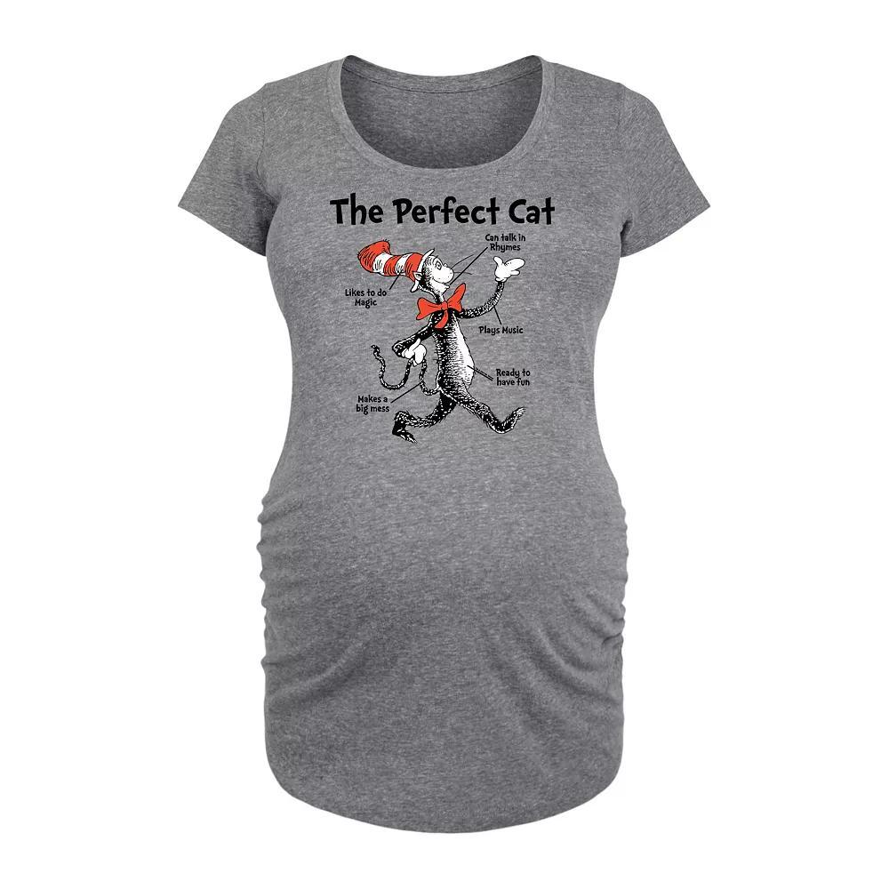 Maternity Dr. Seuss Perfect Cat Graphic Tee, Womens Grey Gray Product Image