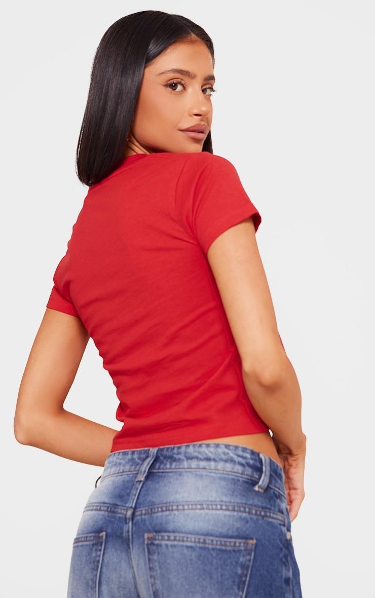 Petite Red Sports Fitted T-shirt Product Image