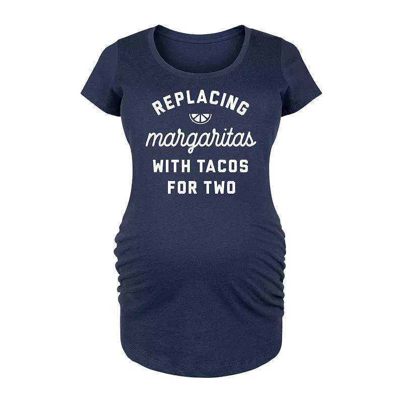 Maternity Replacing Margaritas Tacos For Two Graphic Tee, Womens Grey Dark Red Product Image