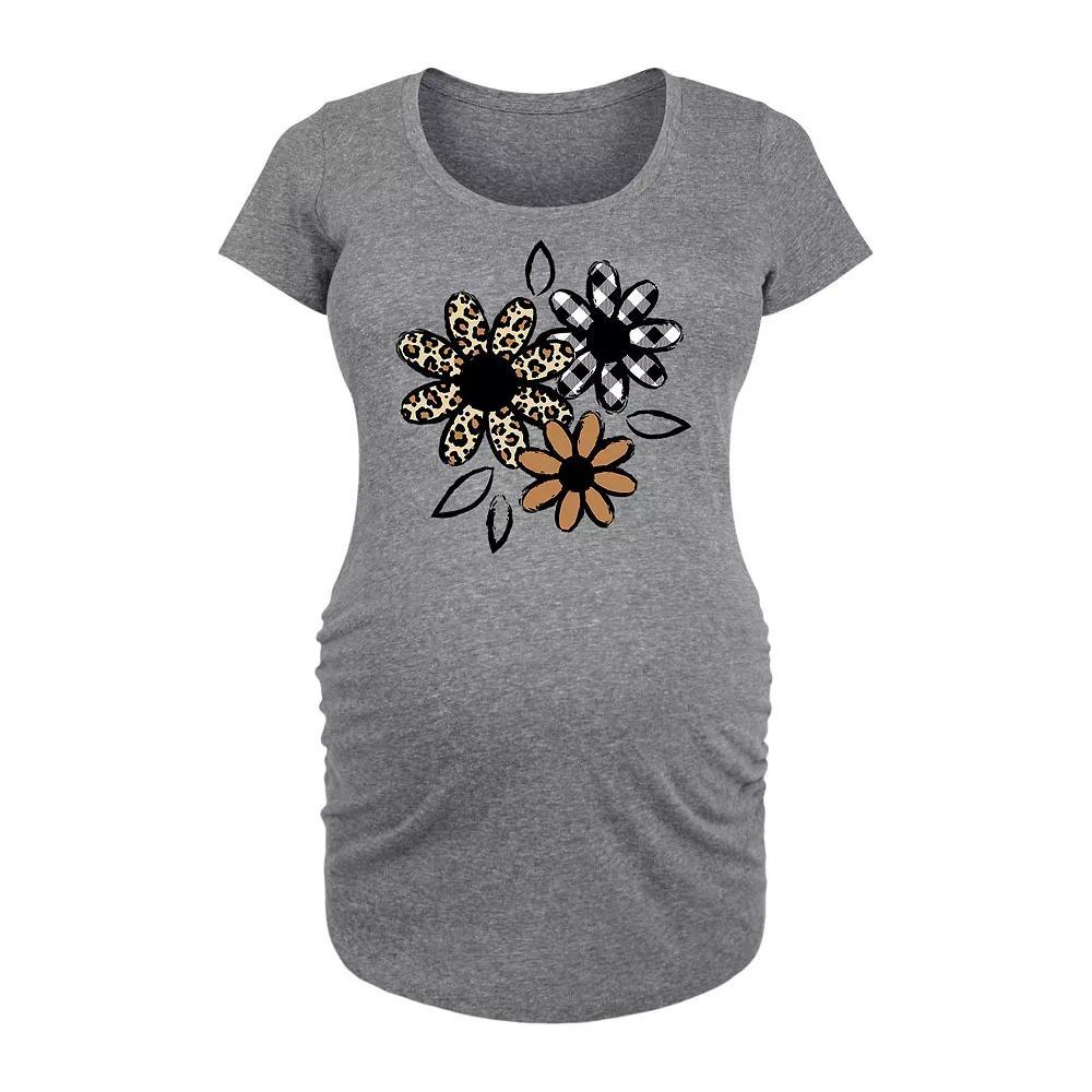 Maternity Very Merry Plaid Leopard Trees Graphic Tee, Women's, Size: XXL-MAT, Grey Gray Product Image