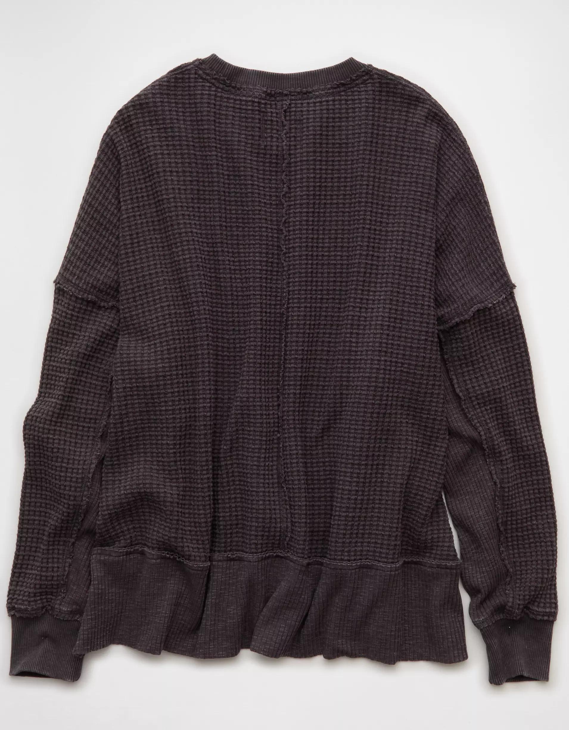 AE Big Hug Crew Neck Waffle Sweatshirt Product Image