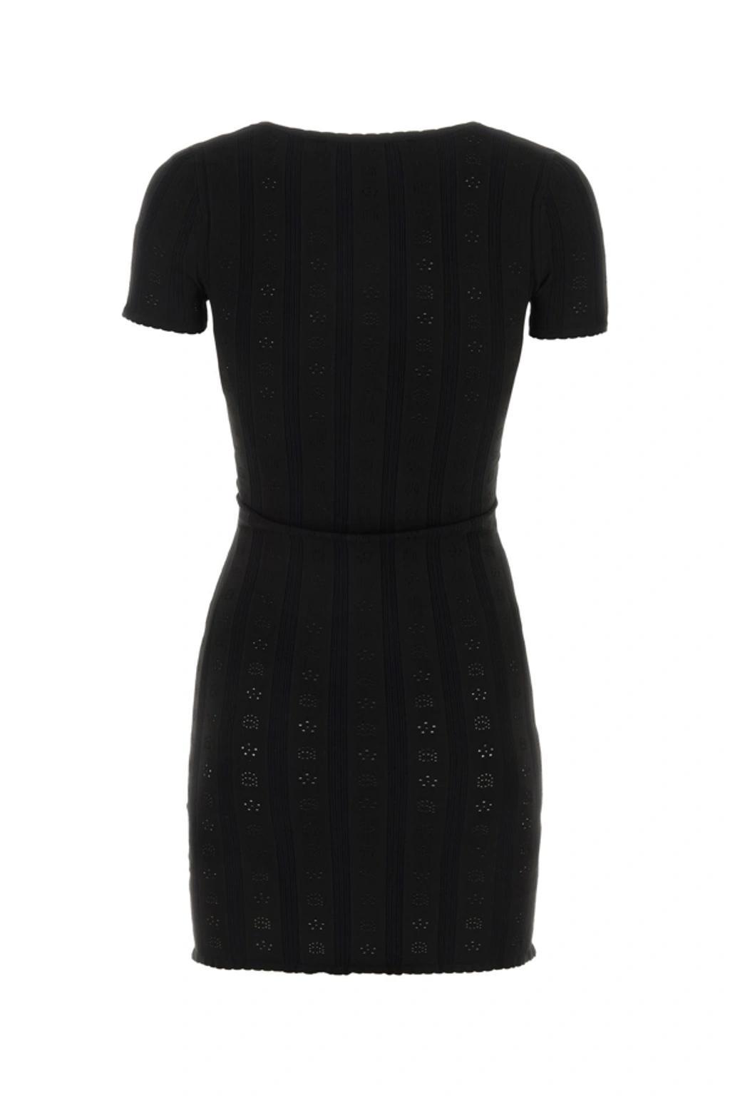 ALEXANDER WANG T Women's Pointelle Square-neck Minidress In Black Product Image