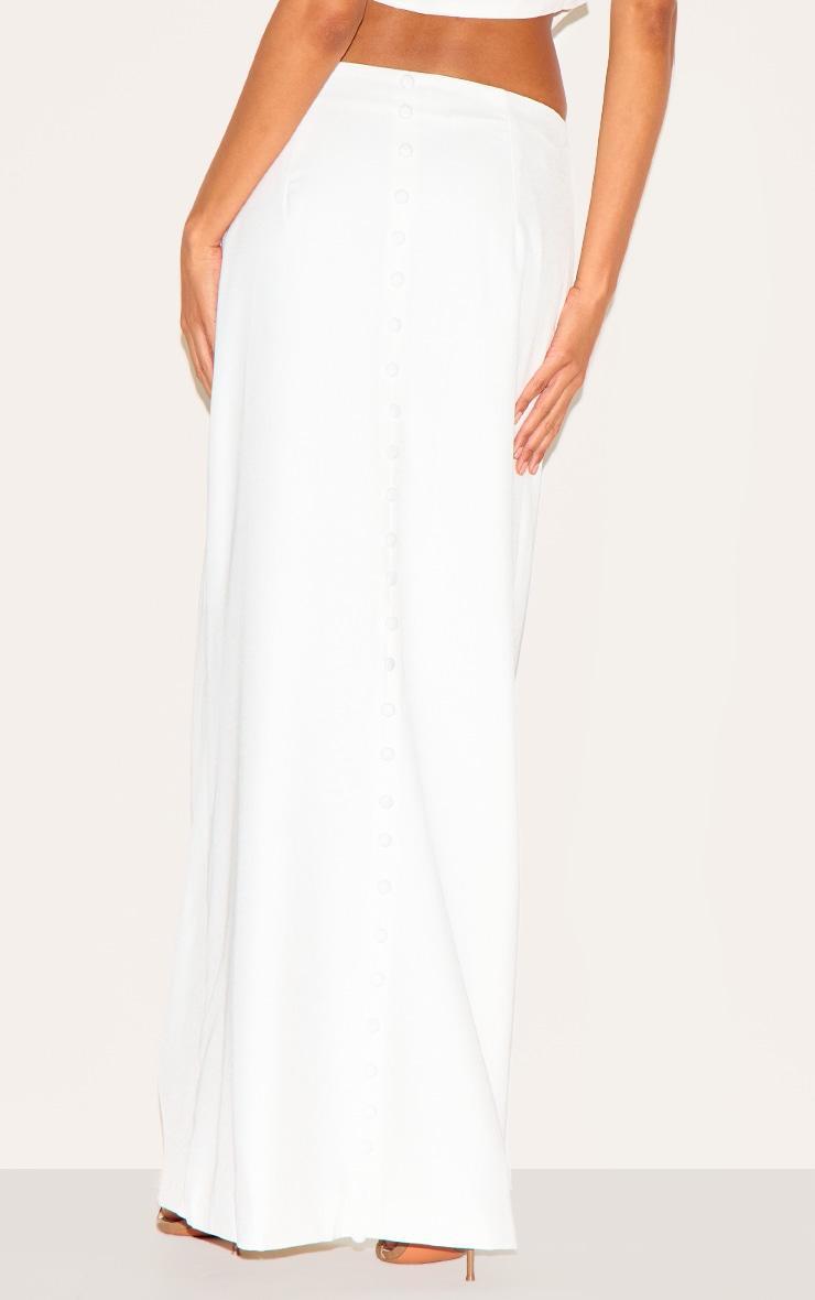 Premium White Woven Button Detail Maxi Skirt Product Image