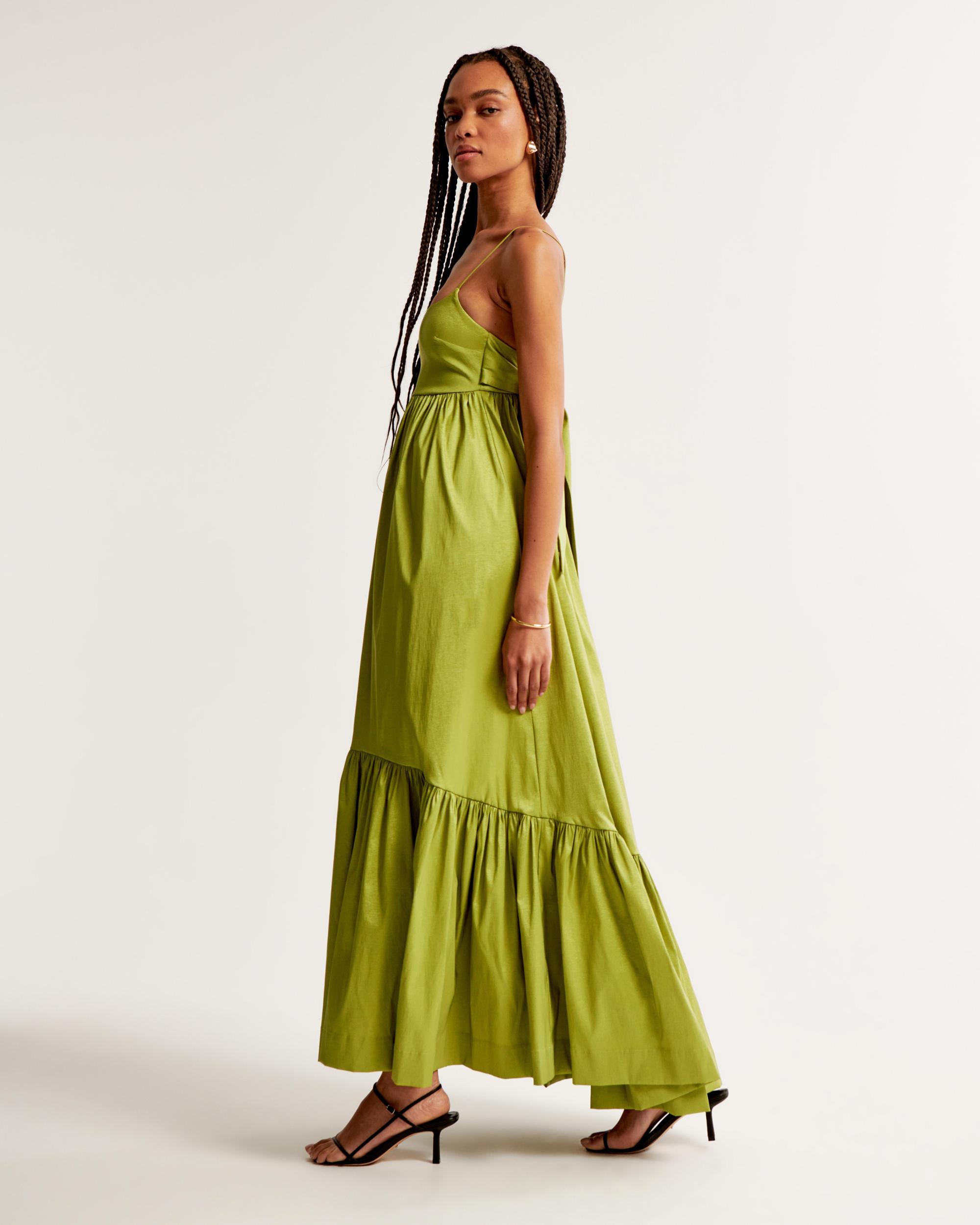 Drama Bow-Back Taffeta Maxi Dress Product Image